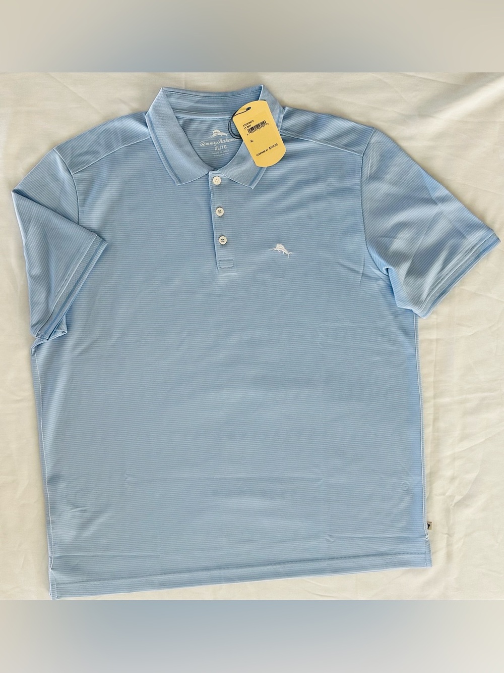 Tommy Bahama Men’s Golf Polo Shirt XL Lt Sky Blue Striped NWT
